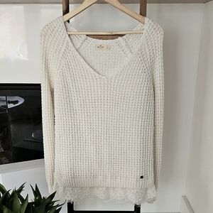 Cream V-Neck Women's Sweater